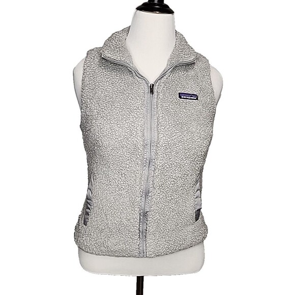 Patagonia Los Gatos Vest Women's Small Gray Full Zip Lined Sherpa Fleece Pockets - Picture 1 of 9
